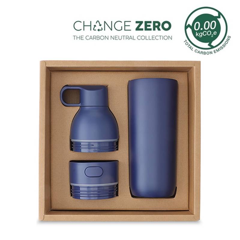 RUVO - CHANGE ZERO 2-in-1 Modular Hydration Gift Set - Navy Blue AL Hadyia Adv LLC Blue gift set with modular tumbler
