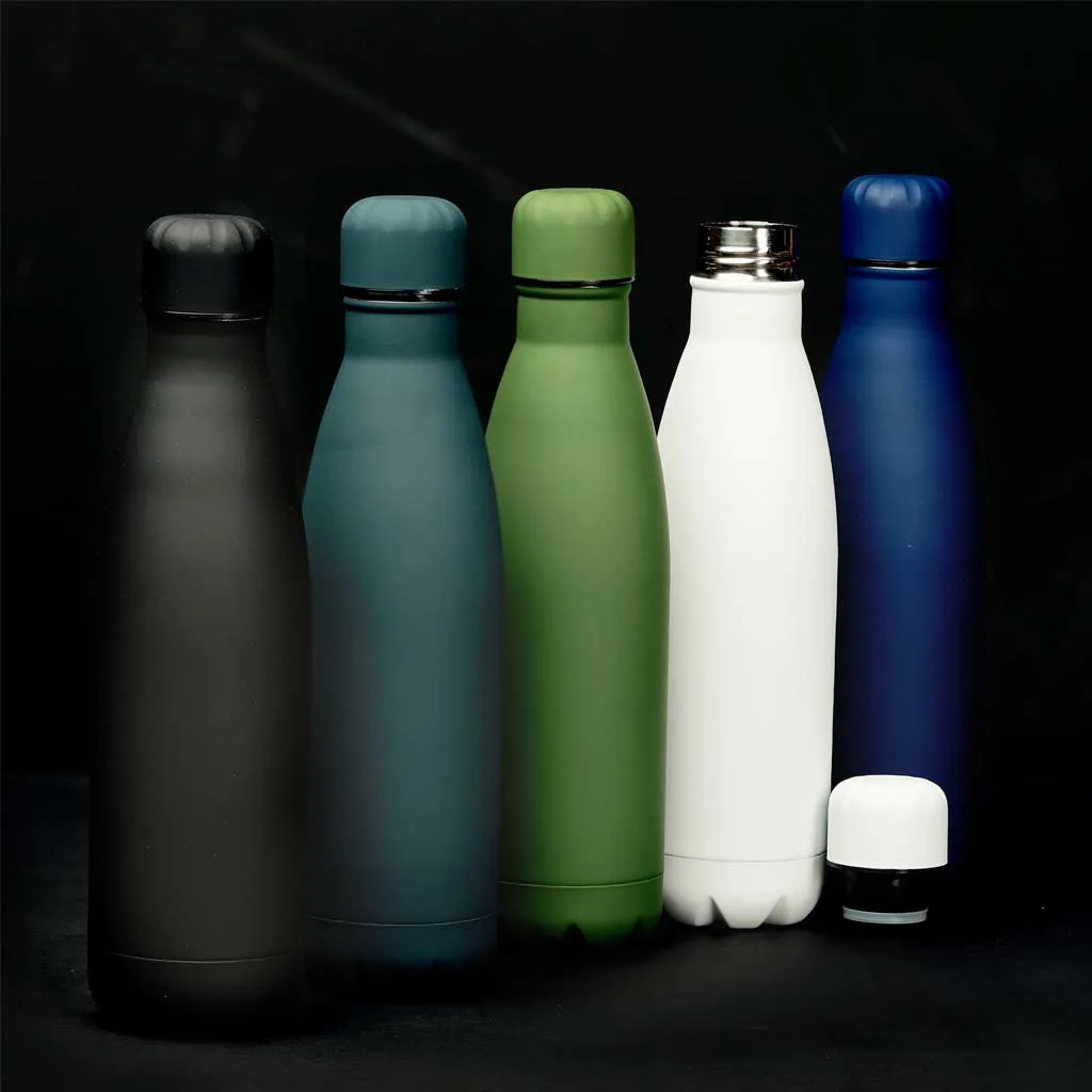 Soft Touch Insulated Water Bottle - Black GRODNO Rubberized Vacuum Stainless Steel Water Bottle by Al Hadiya Dubai