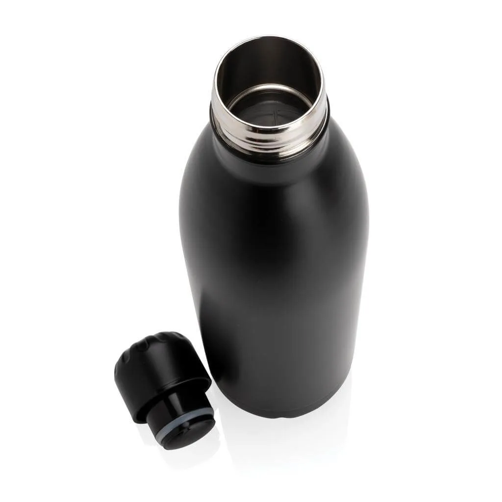 Soft Touch Insulated Water Bottle - Black GRODNO Rubberized Vacuum Cola Stainless Steel Water Bottle by Al Hadiya Dubai