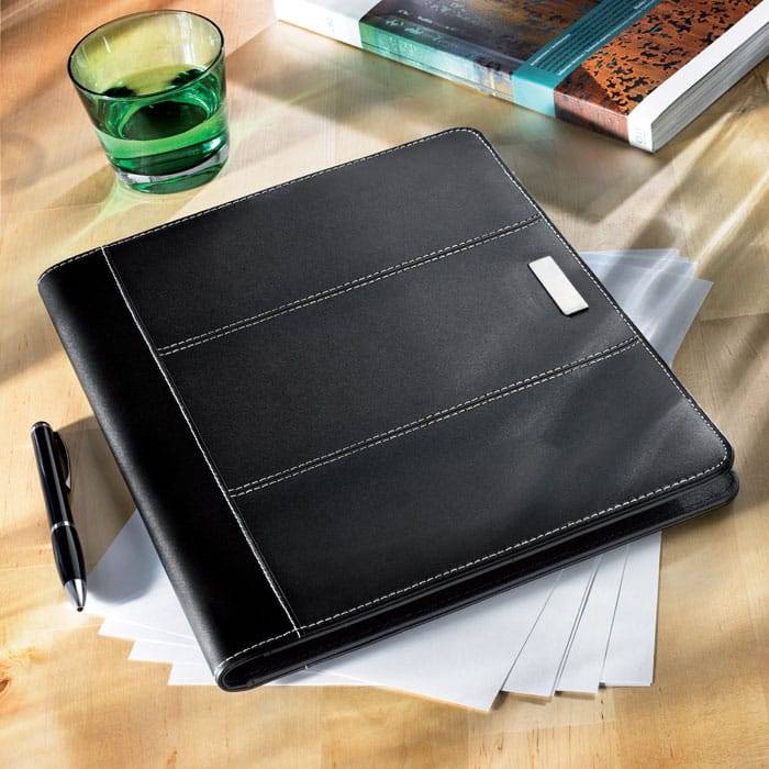 A4 leather portfolio with metal logo plate-MO7163 1 A4 leather portfolio with metal logo plate-MO7163
