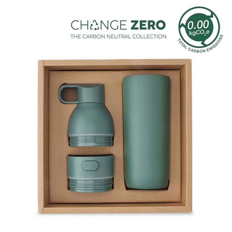 RUVO - CHANGE ZERO 2-in-1 Modular Hydration Gift Set - Navy Blue AL Hadyia Adv LLC Green tumbler with bottle gift set