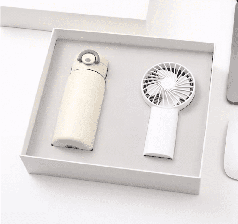 Gift set 4 White color gift set with fan and bottle