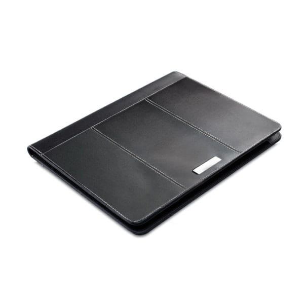 A4 leather portfolio with metal logo plate-MO7163