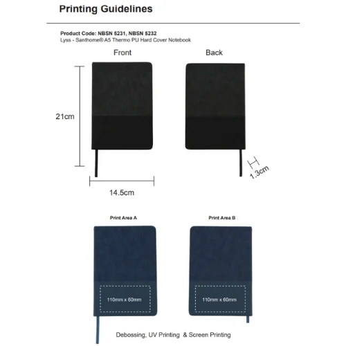 LYSS - Santhome® A5 Thermo PU Hard Cover Notebook - Blue_ (2) A5 Notebook Printing Size at Al Hadiya Dubai