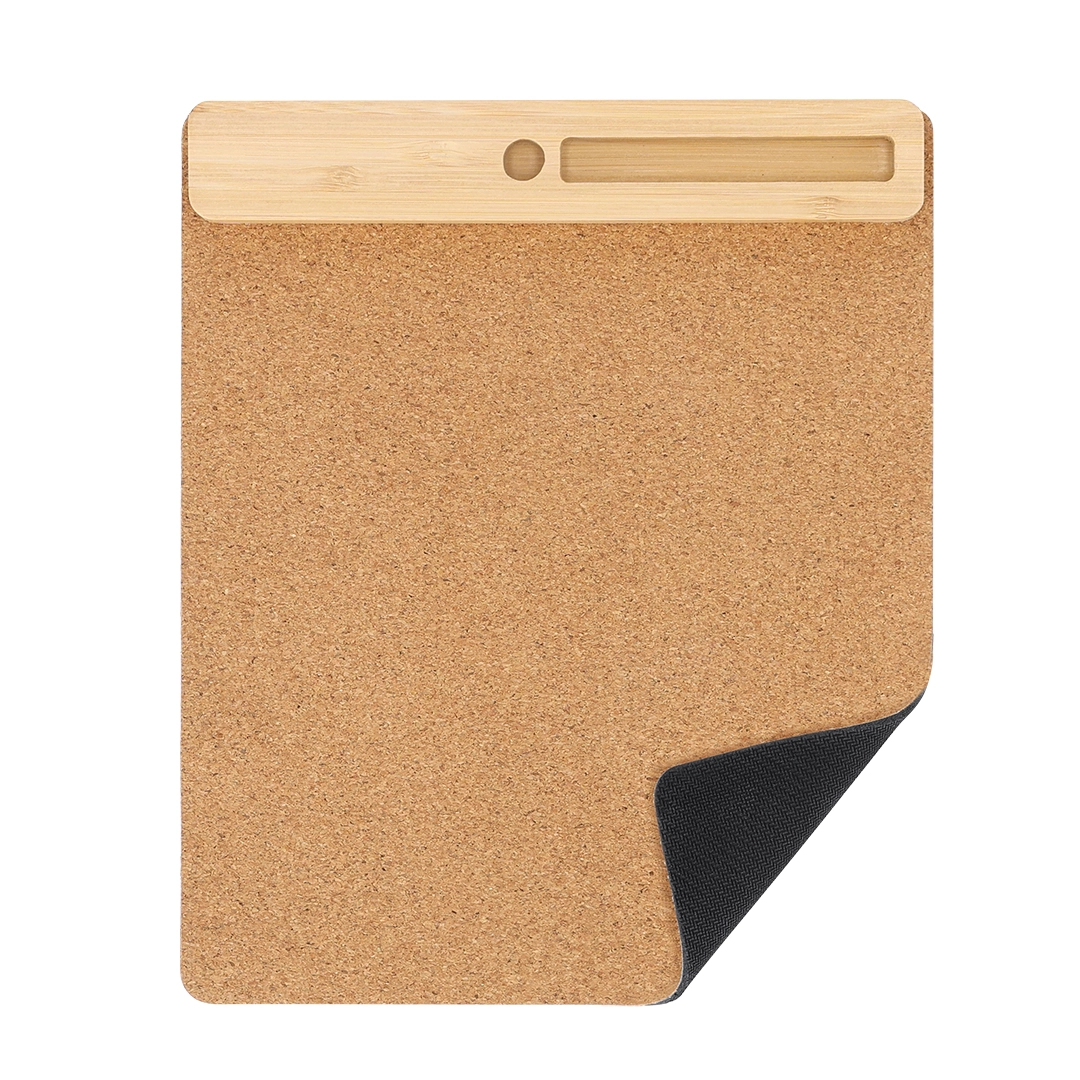 21328-000-11 Multi-functional mouse pad made from an amalgamation of bamboo and soft cork.